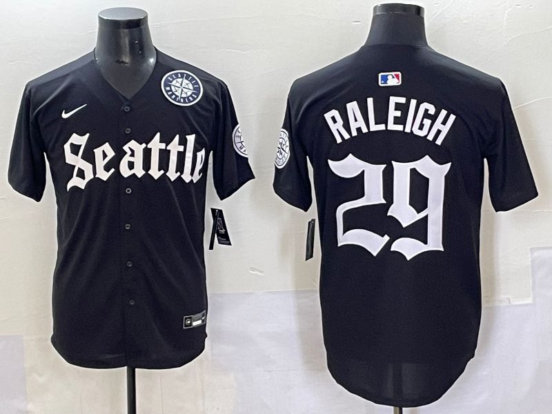 Men 2025 Seattle Mariners #29 Raleigh Black Five generations Joint Name Nike MLB Jersey style 62342